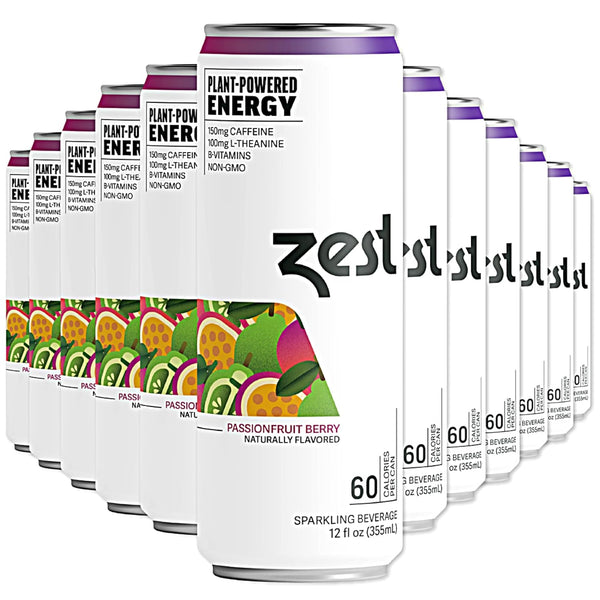 Zest Clean Energy Drink Passionfruit Berry 150mg Caffeine + 100mg L-Theanine Natural