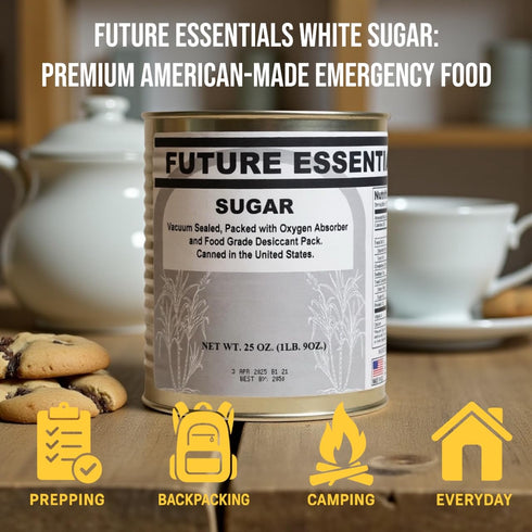 #2.5 25-Year 25 oz Future Essentials Canned White Granulated Sugar Nitrogen-Sealed Can of White Sugar for Long-Term