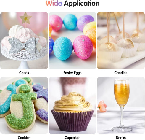 CRPTHE 6 Colors Edible Luster Dust Set, Food Grade Glitter for Baking, Drinks, Cakes, Vegan (5g/Bottle)