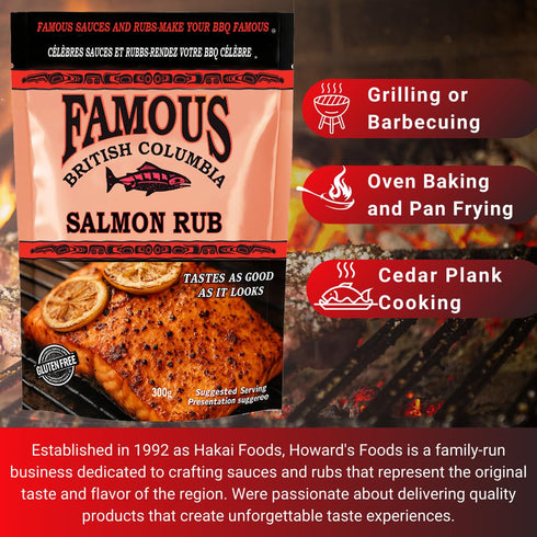 Famous 300 Pack British Columbia Salmon Rub Authentic West Coast Salmon Seasoning for BBQ, Oven, and Cedar Planking
