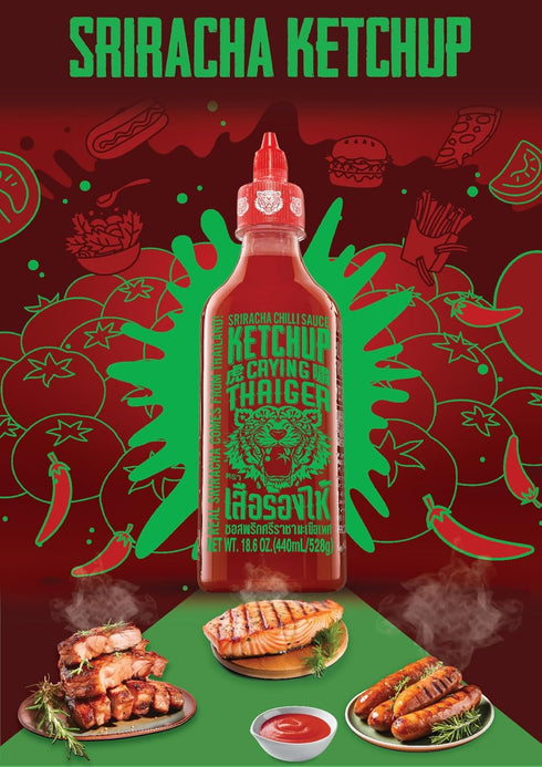 Crying Thaiger 18.6 (Pack 1) Sriracha Ketchup Chili Sauce in Squeeze Bottle Ounce, Vegan, Gluten Free, Non-GMO, from