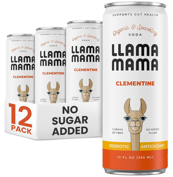 Llama Mama Clementine Organic Sparkling Prebiotic Soda Gut & Immune Support High