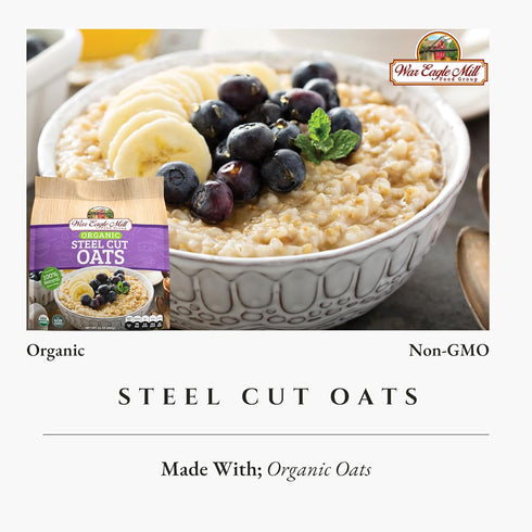 24 oz (2 Pack) War Eagle Mill Organic Steel Cut Oats, Bag