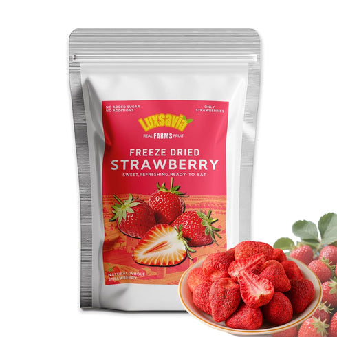 Luxsavia 3.52OZ/100g Premium Whole Freeze Dried Strawberries 50-55 per bag,Whole Big Natural Dried