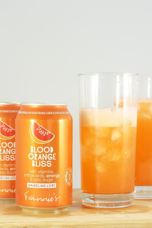 AmishTastes 12 Oz. 24) Frannies Sparkling Blood Orange Bliss, Protected With High-Density Foam, (Case