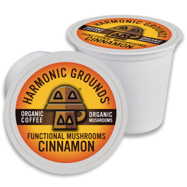Harmonic Grounds Organic Mushroom Coffee Pods - Cinnamon Flavored Medium Roast with