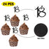Sumerk 24PCS Black Glitter Cupcake Toppers, 18th Birthday Picks, Anniversary Party Decorations