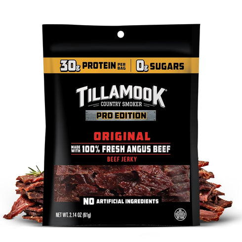 Tillamook Beef Jerky, Country Smoker PRO Edition, Zero Sugar, Original, 2.14 Oz,