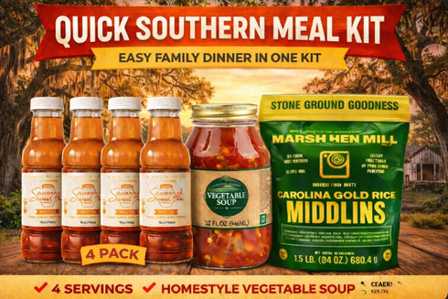 Generic 4 Pack Lowcountry Set She-Crab Soup Southern Meal Bundle She-Crab Soup Mix, Carolina Gold Rice Middlins & Sweet