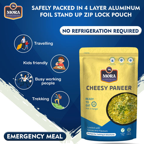 Mora Cheesy Paneer - Ready To Eat Premium Freeze Dried Instant Meal, Microwavable, Effortless Cooking, Gluten-free