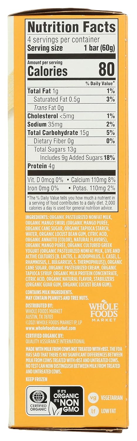 365 by Whole Foods Market 10 , Greek Yogurt Bar, Mango, Organic, Ounce