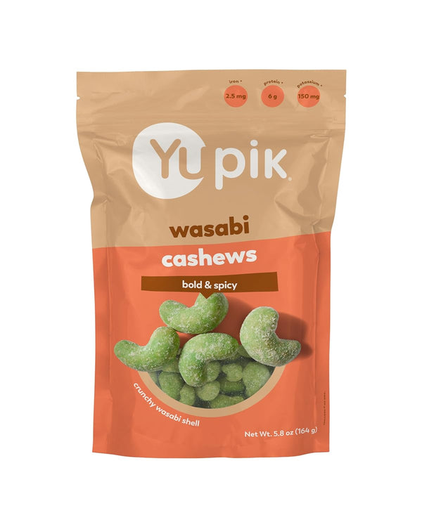 Yupik Wasabi Cashews, 5.8 Oz, Intense Spicy Snacks, Crunchy Cashews, Wasabi Flavored
