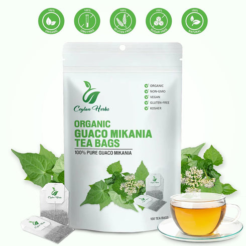 CEYLON HERBS 100 100% Guaco Mikania Tea Bags - Pure, Organic, Wild-Crafted Herbal Tea Bags for a Refreshing, Earthy