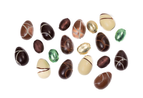 20 60% 7 oz Andy Anand Praline-Filled Chocolate Eggs Gift Box - Pieces, Cacao European Chocolate with Creamy Hazelnut