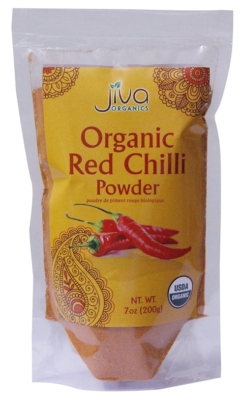 Jiva Organics Organic Red Chili Powder, 7 oz Bag, Extra Hot, Ground Indian Chillies, 100% Natural & Non-GMO