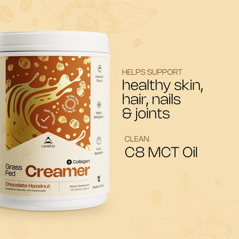 22 oz LevelUp Creamer, with Energizing MCT Oil and Collagen Peptides, Keto Coffee Creamer, Supports Natural Energy