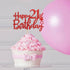 Red Glitter Happy 21st Birthday Cake Topper - 21Sign Cake Topper, Cheers to 21 Years Party Supplies