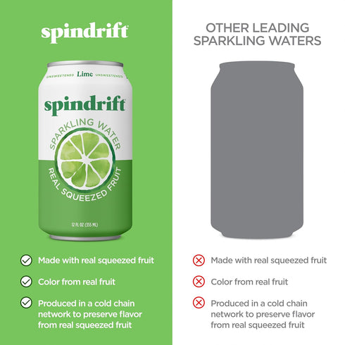 12 Oz Pack 24 4 Spindrift Sparkling Water, Lime Flavored, Made with Real Squeezed Fruit, Fl Cans, of (Only Calories per
