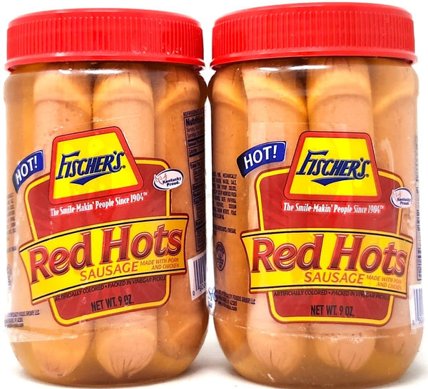 Generic 2 Pack of Red Hots Hot Pickled Sausage Fischers 9oz Jars