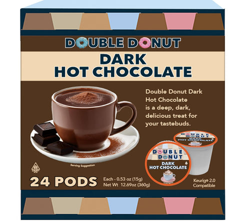 Double Donut Coffee Dark Hot Chocolate Pods for Keurig K Cups Brewers,