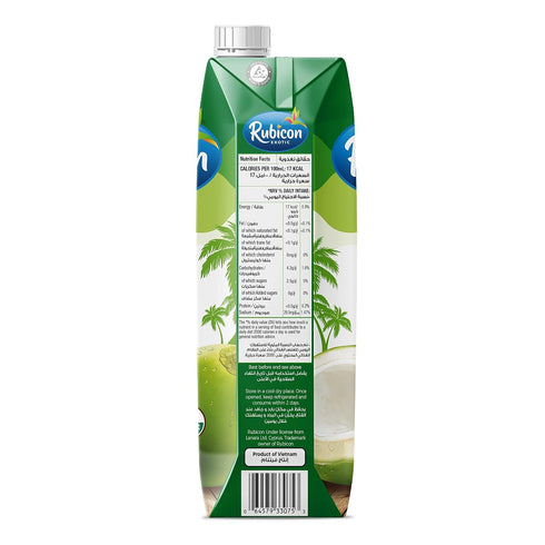 100% Pack 2 (1L) Rubicon Natural Organic Coconut Water