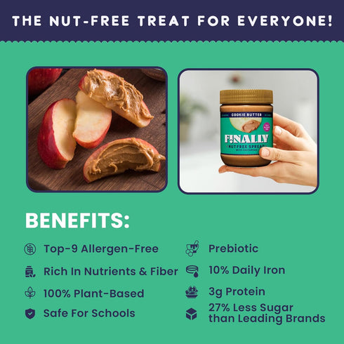 Top-9 Finally Nut Free Cookie Butter - Speculoos Inspired Spread, Lower Sugar, Allergen Free, Plant-Based Chickpea