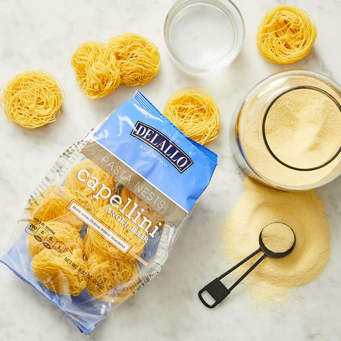 8.8oz DeLallo Capellini Egg Pasta Nests, Angel Hair Long-Cut Pasta, Bag