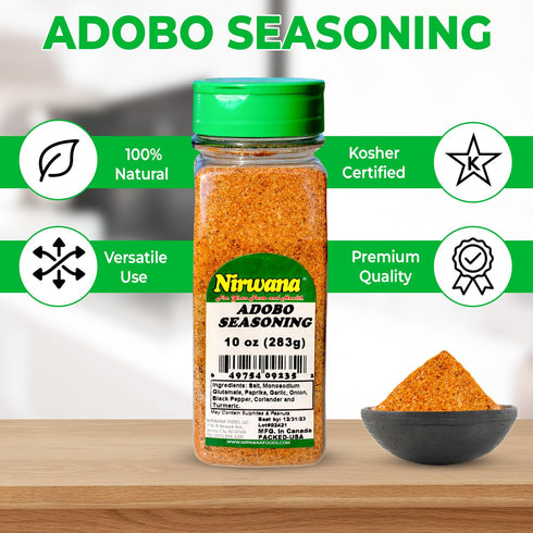 (10 oz) Adobo Seasoning Bold & Flavorful Blend for Meats, Vegetables, Soups & Marinades Essential Pantry Staple