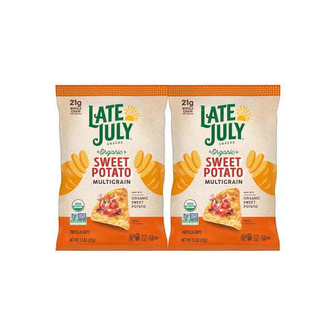 Late July Snacks Organic Multigrain Sweet Potato Tortilla Chips, 7.5 Oz (Pack