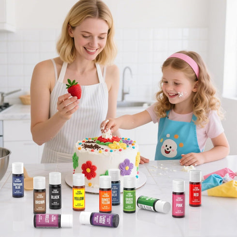 Set 25ml X12 0.85 fl.oz/Bottles Food Coloring - Color Food Grade Vibrant Food Dye Tasteless Liquid Color for Cake