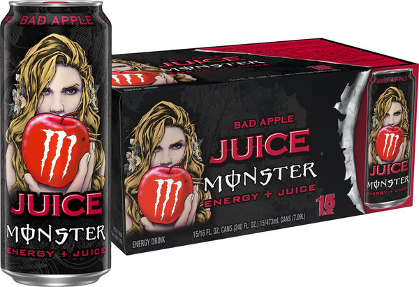 Monster Energy Juice Bad Apple, Energy + Juice, Energy Drink, 16 Ounce