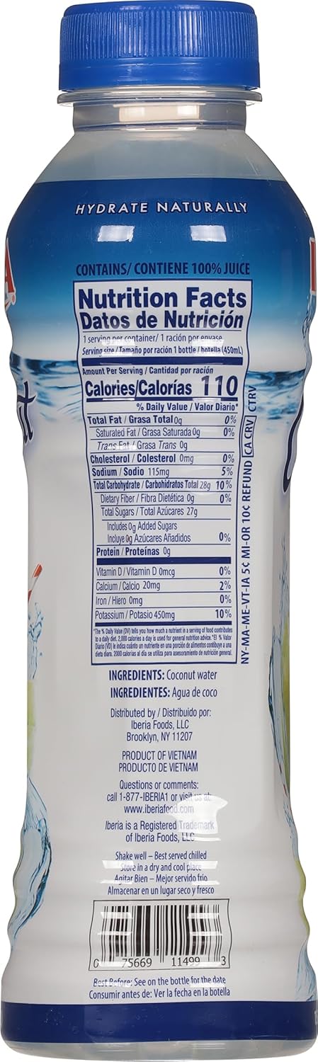 100% 15.2 oz (Pack 8) Iberia Pure Coconut Water, fl
