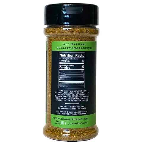 4.5oz Claire's Kitchen Moroccan Seasoning Rub/Savory All Natural Blend/Lemon, Pepper, Garlic Rub/Poultry, Steak, Pork