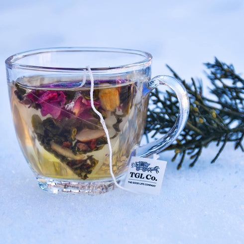 (16 TGL Co. Kashmiri Kahwa Tea | Saffron-Infused Loose Green Tea with Cardamom, Cinnamon, Clove, Almonds | Authentic