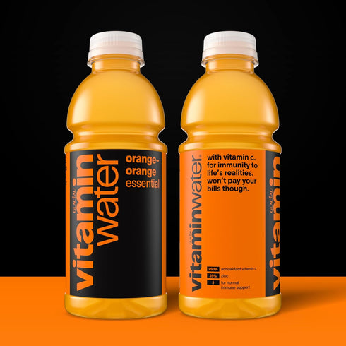 20 oz 12 Pack vitaminwater Essential Orange-Orange, Flavored Water Beverage, fl Bottles