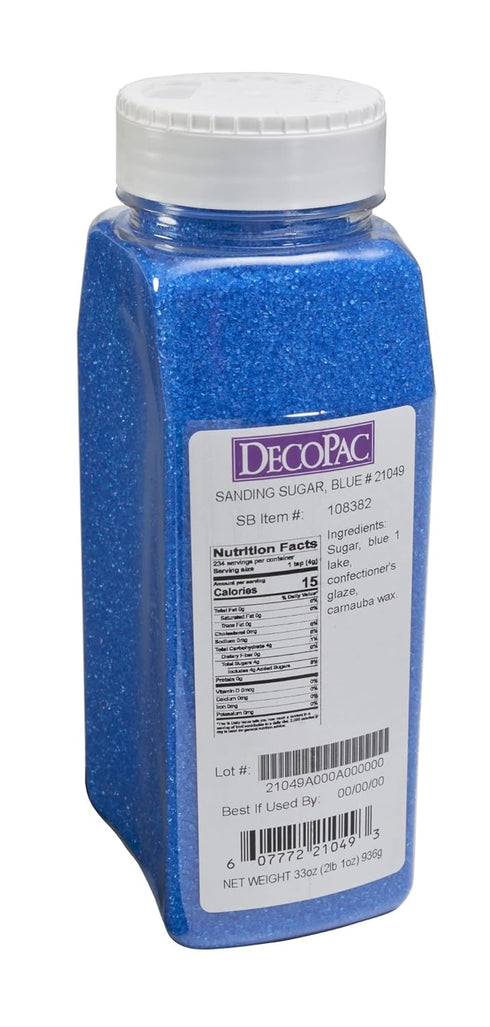 33oz Pack 33 DecoPac Sanding Sugar | Blue Edible Sugar Sprinkles | | Edible Sanding Sugar in Handheld Container | Made