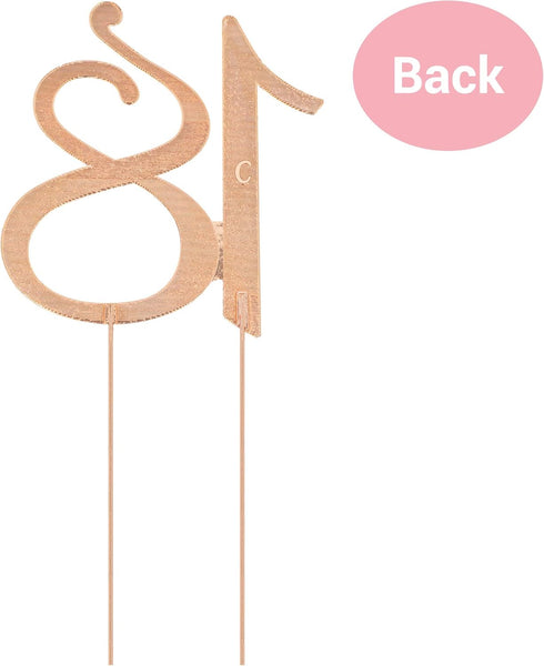 18 Cake Topper - Premium Rose Gold Metal, 18th Birthday Party Sparkly Rhinestone Decoration, Protected in a Box