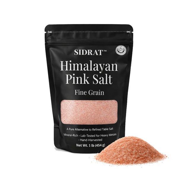 SIDRAT Himalayan Pink Salt Fine, Kosher Certified Fine Grain Pink Himalayan Salt for