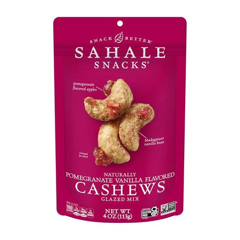 Sahale Snacks Pomegranate Vanilla Cashews, 4 oz Pouches (6 Packs) - Dry-Roasted