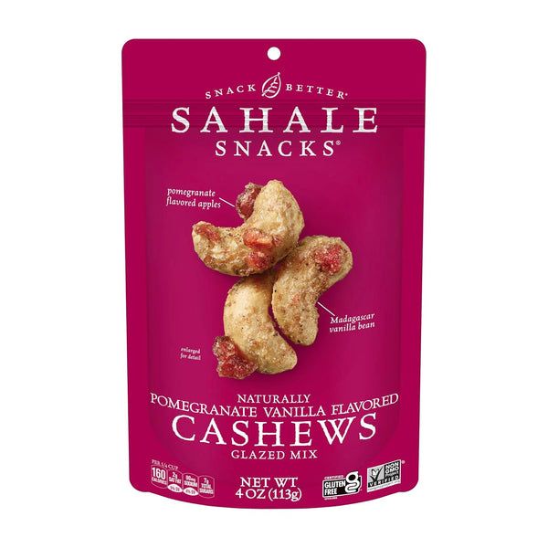 Sahale Snacks Pomegranate Vanilla Cashews, 4 oz Pouches (6 Packs) - Dry-Roasted