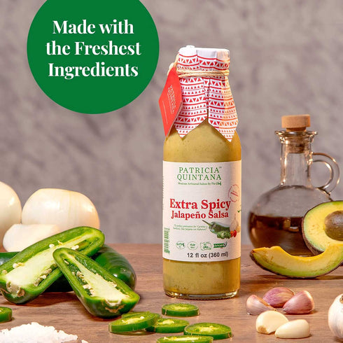 Patricia Quintana Extra Spicy Jalapeño Salsa, 12 oz, 2 Bottles, Authentic Mexican Ingredients