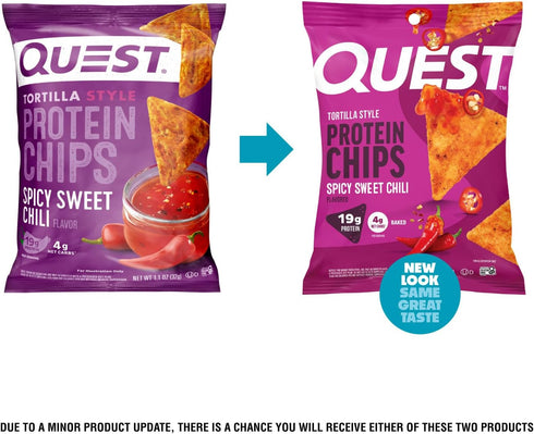 19g 4g 1.1 oz (Pack 12) Quest Nutrition Spicy Sweet Chili Tortilla Chip, Protein, Net Carb, High Protein Low Carb