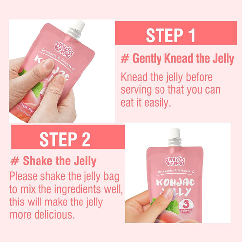 (3 10 Packs, 0 VOLO VERO Konjac Jelly Squeeze Pouch Peach Flavor, Low Calories Kcal), Gluten Free & Vegan, Sugar, Keto