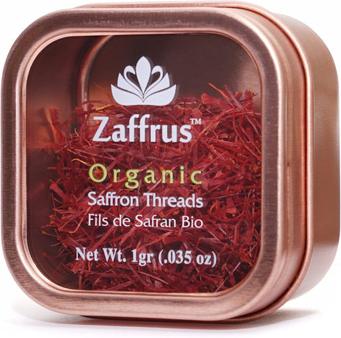 Zaffrus Certified Organic Saffron Threads for Cooking, 1 gram / .035 oz