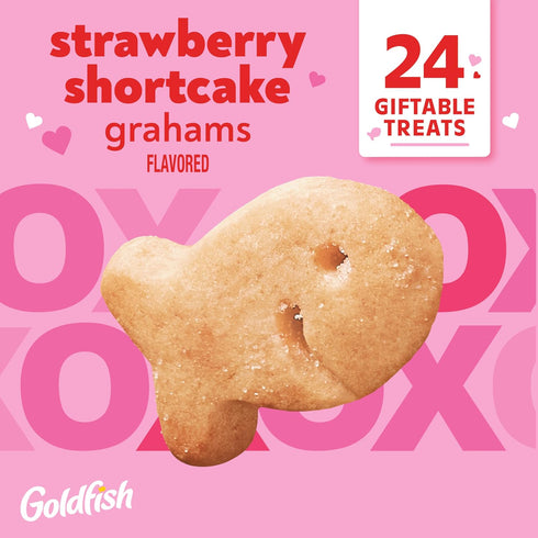 24 Count 0.75 Oz Goldfish Valentine's Day Strawberry Shortcake Flavored Baked Graham Snacks