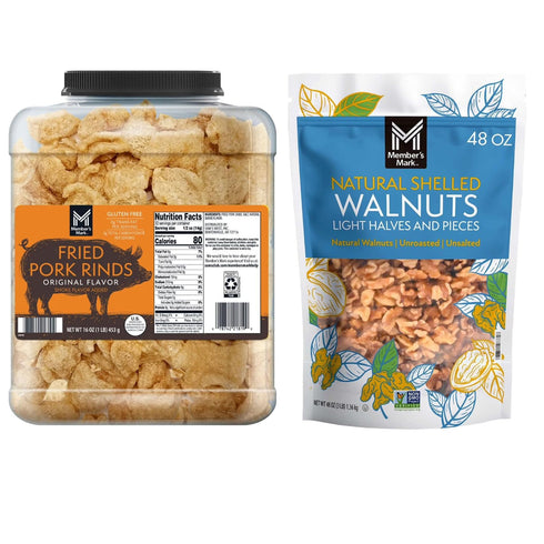 HomeRoots Member's Mark Original Fried Pork Rinds 16 oz + Member's Mark Natural