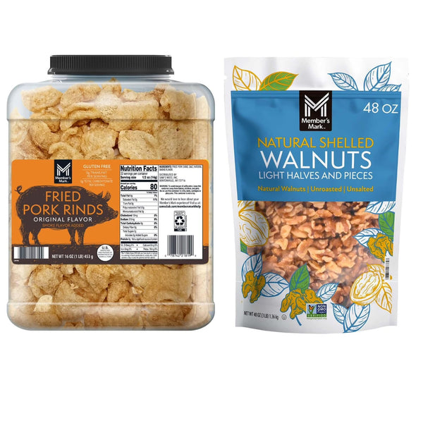 HomeRoots Member's Mark Original Fried Pork Rinds 16 oz + Member's Mark Natural