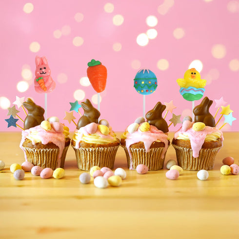 Pack 24 Easter Lollipops Candy Variety Dye-Free - Individually Wrapped Assorted Colorful Shapes Easter Suckers