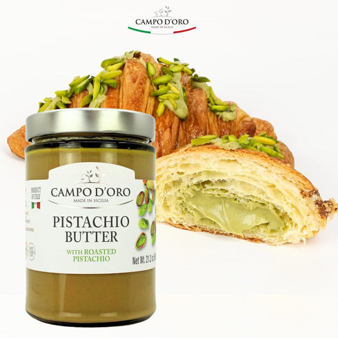 21.2 oz (600g), Campo D'Oro - Italian Pistachio Butter Cream, Big Jar Famil Size, Sicilian Rich & Nutty Pistachio