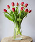 Vibrant Red Tulip Bouquet with Vase - Perfect Fresh Flowers for Celebrations
